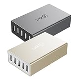 LABC X5 5-Port Rapid Wall Charger USB PowerPort Power Strip 5 Outlet Wall/Desktop/Travel Smart Charging Station (40W 5-Port USB Charging Hub) Multi-Port USB Charger (Grey)
