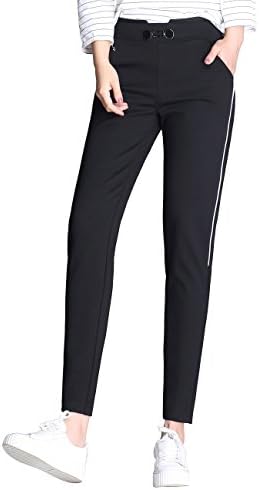 Lakebirds-Women Comfy Elastic Waist Trousers, Pencil, Casual,Elegant Without Losing Fashion Pants, Medium:26.8"
