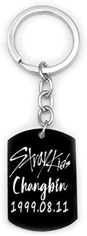 Landingstar Newest KPOP Stray Kids Straykids Keychain Titanium Steel Key Ring Key Holder Key Lanyard Hot Gift for Straykids Fan(None Style 1)
