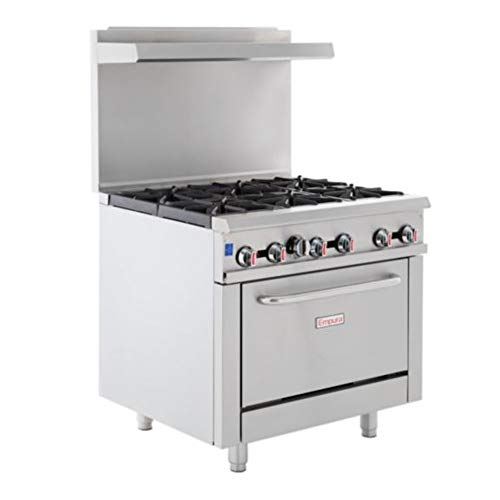 Empura 36" Stainless Steel Commercial Gas Range with Oven, 6 Burners, 211,000 BTU - Thumbnail 2