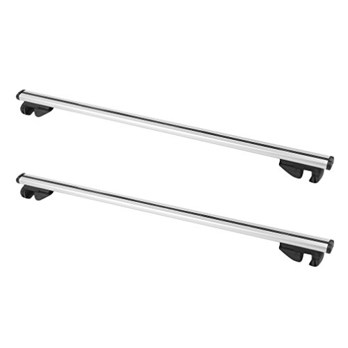 Universal Roof Rack Cross Bars 52'' Aluminum Front and Rear Roof Luggage Racks Adjustable Fits Gap Between Existing Raised Side Rails with Gap with Anti-Thief Lock + Key (Pack of 2) 170LBS Capacity