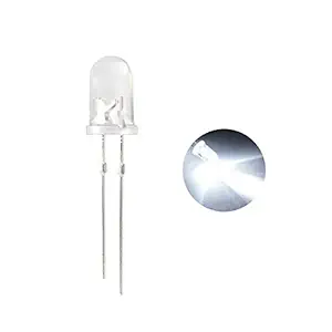 DiCUNO 100pcs 5mm White Bi-pin Light Emitting Diode, Round Super Bright LED for DIY LED Projects (Light Color: White)