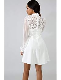 Vestido ajustado y acampanado para mujer: vestido de sol negro y blanco con encaje y patchwork de muñeca sexy