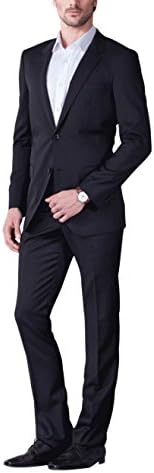 19V78 3 Pieces Men's Slim Fit Notch Lapel Single-breasted Business Two Buttons Blaser Suits,Charcoal,36S