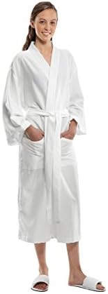 Comfy Robes Personalized Women's Travel Loop Terry Kimono Robe, L/XL White