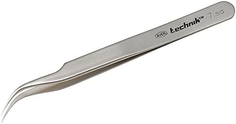 Aven 18072USA, Technik Series 4.7" 7 Pattern Curved Precision Point Tweezers, Pack of 100 pcs