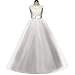 Big Girl Sleeveless Lace Flower Girl Gray Princess Dress Tulle Long Maxi Gown Kids Wedding Bridesmaid Formal Pageant Dresses White 10-11 Years
