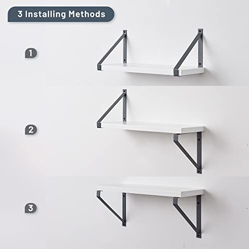 Labcosi White Floating Shelves for Bathroom, Living Room, Kitchen