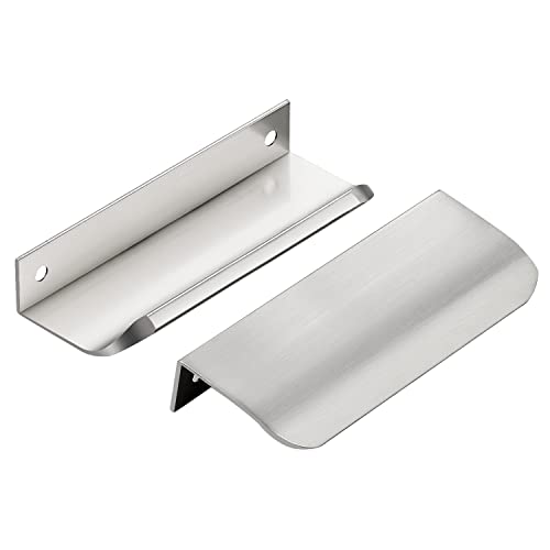 Photo 1 of Ravinte Hardware 10 Pack Silver Cabinet Handles, 4 Inch (102mm) Finger Edge Pulls, 3 Inch Hole Center, Finger Pulls for Cabinets