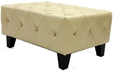Legacy Commercial Tuffted Ottoman in Cream Fabric