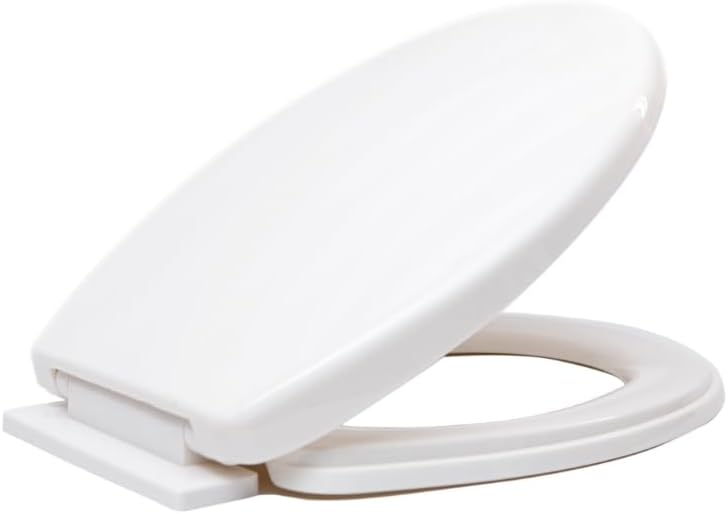 BARGAIN FACTORY White Soft Close Heavy Duty Toilet Seat Adjustable Hinges Oval