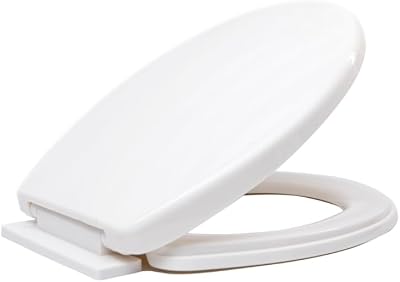 BARGAIN FACTORY White Soft Close Heavy Duty Toilet Seat Adjustable Hinges Oval