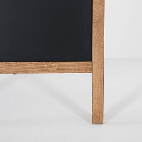 DISPLAY SALES - 540 x 950mm Weatherproof Wooden Easel | Magnetic Restaurant Whiteboard | Outdoor Notice Boards in Dark Beech | Large Chalkboard