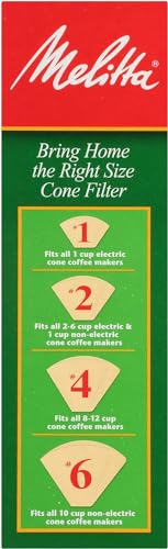 MELITTA #4 CONE COFFEE FILTERS, UNBLEACHED NATURAL BROWN, 100 TOTAL FILTERS COUNT