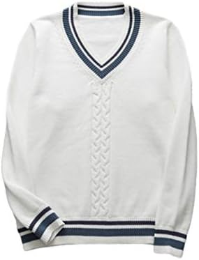 ライン入り ニットベスト ケーブル Vネック ニットセーター 男の子 女の子 綿100 スクール セーター 男女兼用 制服 中学生 高校生 学生服