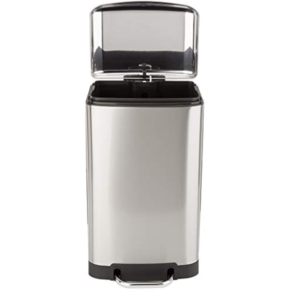 Nickel Basics Rectangle SoftClose Trash Can with Steel Bar Pedal 20L