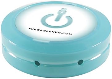 CableHub - Cable Management Solution - Weighted to organize power cords and charging accessory cables on desktop - Round (Blue Tint Glow)