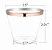Perfect Settings 110 Clear Plastic Cups 9 Ounce- Holiday Wedding Party Elegant Rose Gold Trimmed Disposable Cups 110 Pack Fancy Wedding Cups