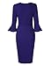 GlorySunshine Women 3/4 Flare Bell Sleeves Work Bodycon Pencil Dress Vintage Cocktail Party Dresses