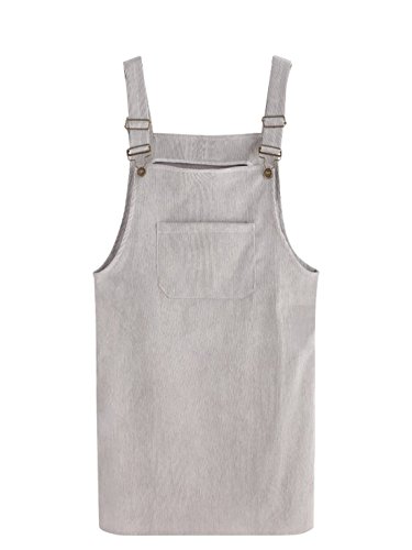 MakeMeChic Women s Bid Strap Pocket Dungaree Mini Overall Dress Grey M