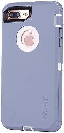 iPhone 7 Plus iPhone 8 plus 5.5 inch Case, Yadik Shock Absorption Heavy Duty Military Grade Hybrid Silicone PC Case for iPhone 7 Plus (Grey White)
