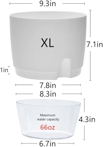 WAWASIA Self Watering Pots for Indoor Plants, 4 Pack Decorative Plant Pots with Extra Large Water Storage, Suitable for Indoor Outdoor Plants and Flowers (White, 9.3 Inch)