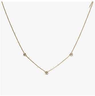 POLPEP Moon Stars Necklace Pendant Chain Women Girls Choker Neck Lightly Cooked (Three Models Flash Diamond Stars