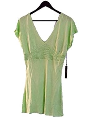 BCBG Women's Gitrus Ruched V-Neck Top, Lime Green, S