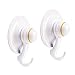 Qmagic Patented Technological Strong Vacuum Suction Cup Hooks - Suitable for Rough Surfaces - Heavy Duty Hooks Organizer for Towel, Robe, Loofah - Removable - Reusable - Cup Diameter 72mm (White, 2)