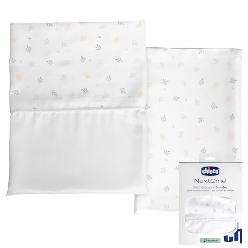 Chicco Bamboo Fibre Bed Linen Set, 1 Top Sheet and 1 Flat Sheet with Corners, Compatible with Mattresses 50 x 83 cm, Fantasy with Papers, Bamboo Fibre