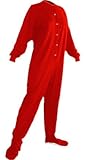 Red Cotton Jersey Knit Adult Footed Pajamas Onesie w/ Drop seat