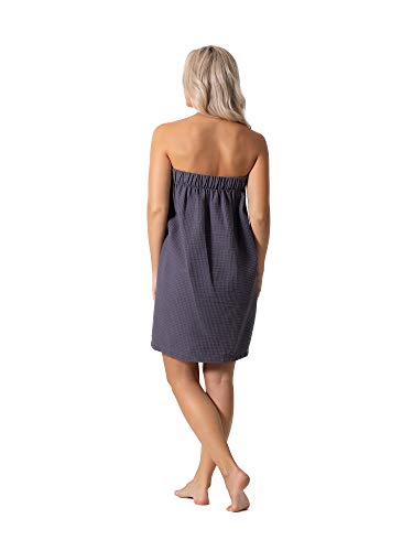 Turkish Linen Women's Waffle Spa Body Wrap with Adjustable Closure (One Size, Gray)