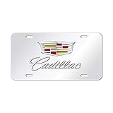 99 Carpro Stainless Steel License Plate Compatible for Cadillac Vehicle, Silver Front License Plate Covers with Chrome 3D Logo and Name for Cadillac