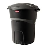 Roughneck 32 Gal. Black Round Trash Can with Lid (2-Pack)