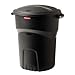 Roughneck 32 Gal. Black Round Trash Can with Lid (2-Pack)