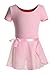 DANSHOW Girls Short Sleeve Leotard with Skirt Kids Dance Ballet Tutu Dresses(3027-S-08)