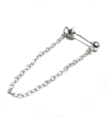 4 pcs .925 Sterling Silver 3mm Ball Stud Ear Wire Chain Thread Earring Dangle / Findings / Bright