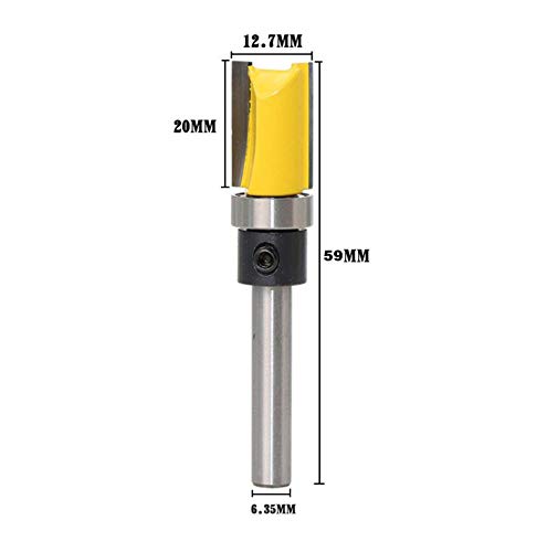 Autoly 2 Flute 1/4 Inch Shank Top Bearing Flush Trim Pattern Router Bit Woodworking Milling Cutter Tool 1set (1/4x1/2x11.9,1/4x1/2x25,1/4x1/2x20)
