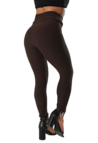 KT Buttery Soft Leggings Capri for Women - High Waisted Leggings Pants with Inner Pocket (One Size, Coffee)