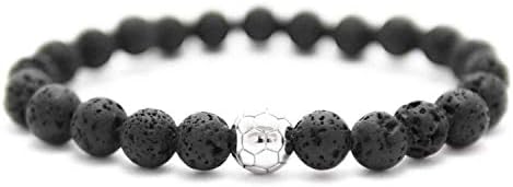 Soccer/Football Charm Bracelet Men Nature Stone Beads Bracelet Pulseira Masculina Sport Jewelry Mbr170288
