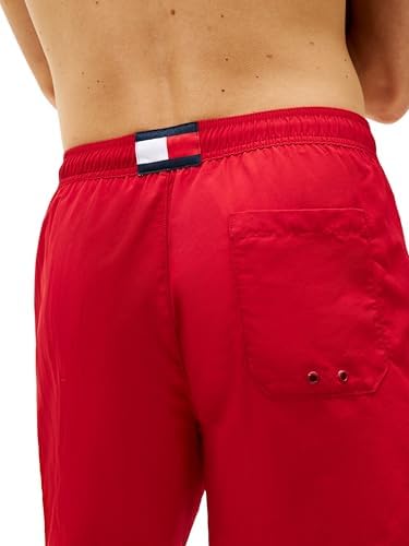 Herren Badeshorts Long Drawstring mit Logo, Rot (Medium Red), S