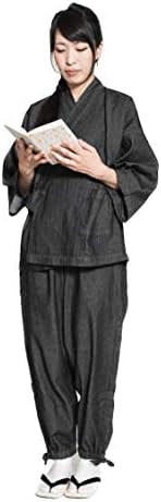 デニム 作務衣 レディース おしゃれ かっこいい かわいい 通年 和装 セットアップ サイズ 女性 さむえ オールシーズン 綿 コットン 和服 作業着 部屋着 ルームウェア 柔らか 普段着 カジュアル ギフト プレゼント 敬老の日