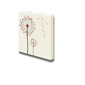 Canvas Wall Art - Dandelion in Red and Black | Modern Home Art Canvas Prints Gallery Wrap Giclee Printing & Ready to Hang - 12" x 12"