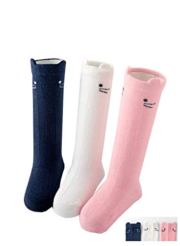 3 Pairs of Baby Girls Boys Cute Knee High Cotton Socks(0m-4y)