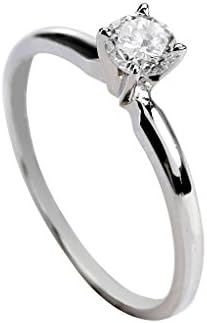 18k White Gold 0.32 ct Round Brilliant Shape GIA Certified Diamond Ring ( G COLOR, I2 CLARITY ) Ring Size 6