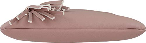 Vegan Mini Multi-Zipper Crossbody Handbag Purse with Tassel Accents with RFID Protection (Blush RF)
