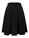 Doublju Elastic Waist Flare Pleated Skater Midi Skirt for Women with Plus Size Black Large