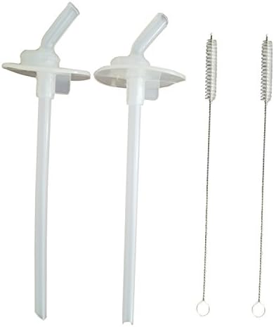 EJ HOME 4 pcs Bundle : 2 pcs GENUINE THERMOS Kids Funtainer Replacement Straws for 12oz Bottle Model F400 (Bottle without Handle on Lid) and 2 pcs EJ Home Straw Cleaning Brushes