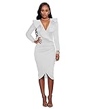 VERTTEE V Neck Ruffle Plain Bodycon Midi Tight Wrap Women's Party Dress Woman Dress Club Dress