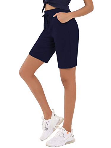CQC Women's Bermuda Cotton Shorts Athletic Active Yoga Lounge Quick Dry Activewear Workout Joggers Shorts Navy XL